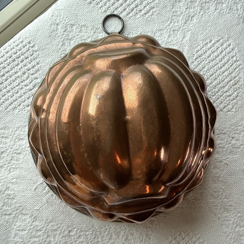 Antique Copper Pudding Jelly Mould Large Tin Lined Wall Decor - Picture 2 of 12